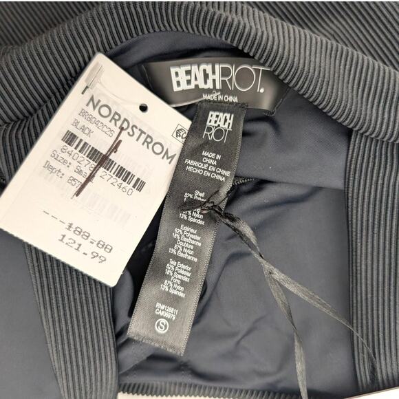 Beach Riot Women's Soft Rib Sydney One Piece Swimsuit Tie Shoulder Black Size S - Picture 8 of 13